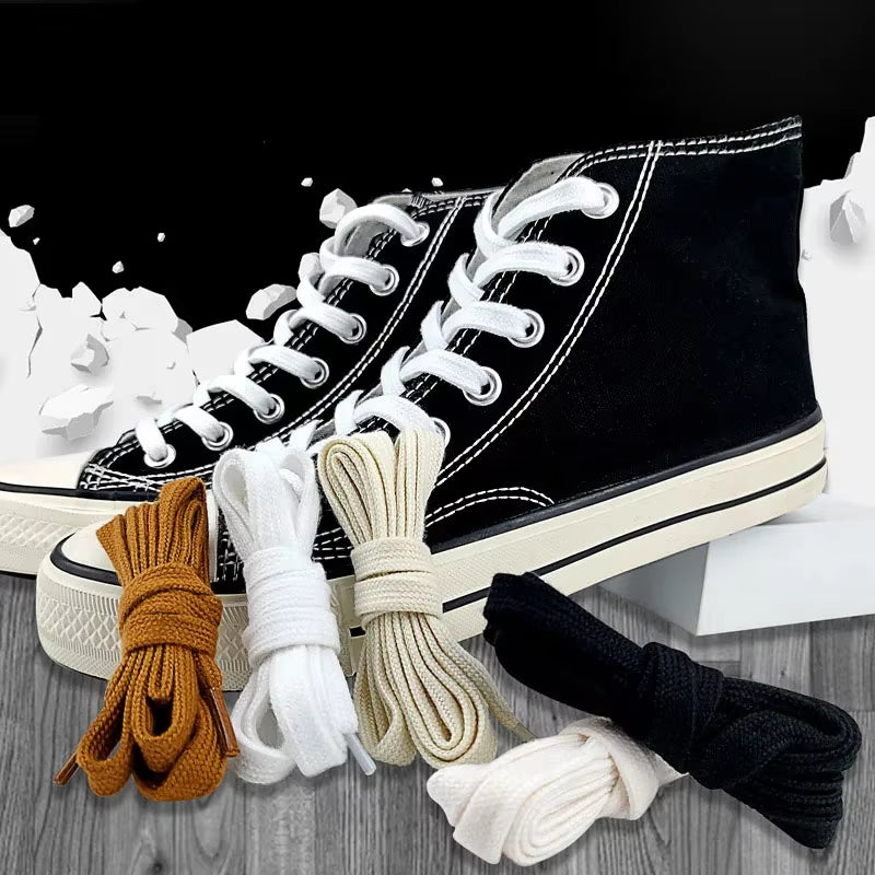 New Flat Cotton Shoelaces for Sneakers AF1 AJ1 Shoelace High-Top Canvas Casual Shoe Laces No Elasticity Shoestrings Men Women