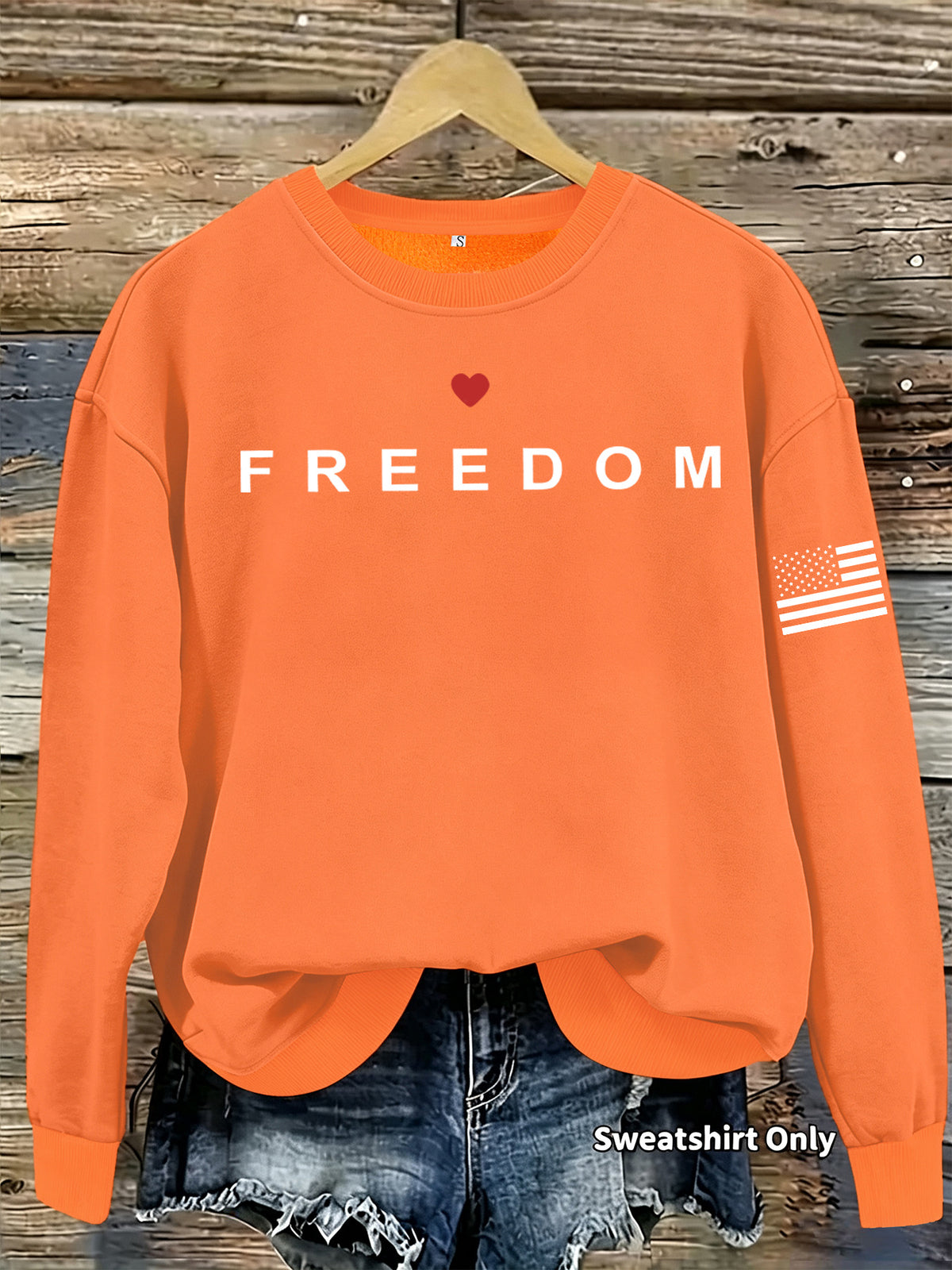 Letter printed round neck fleece hoodie