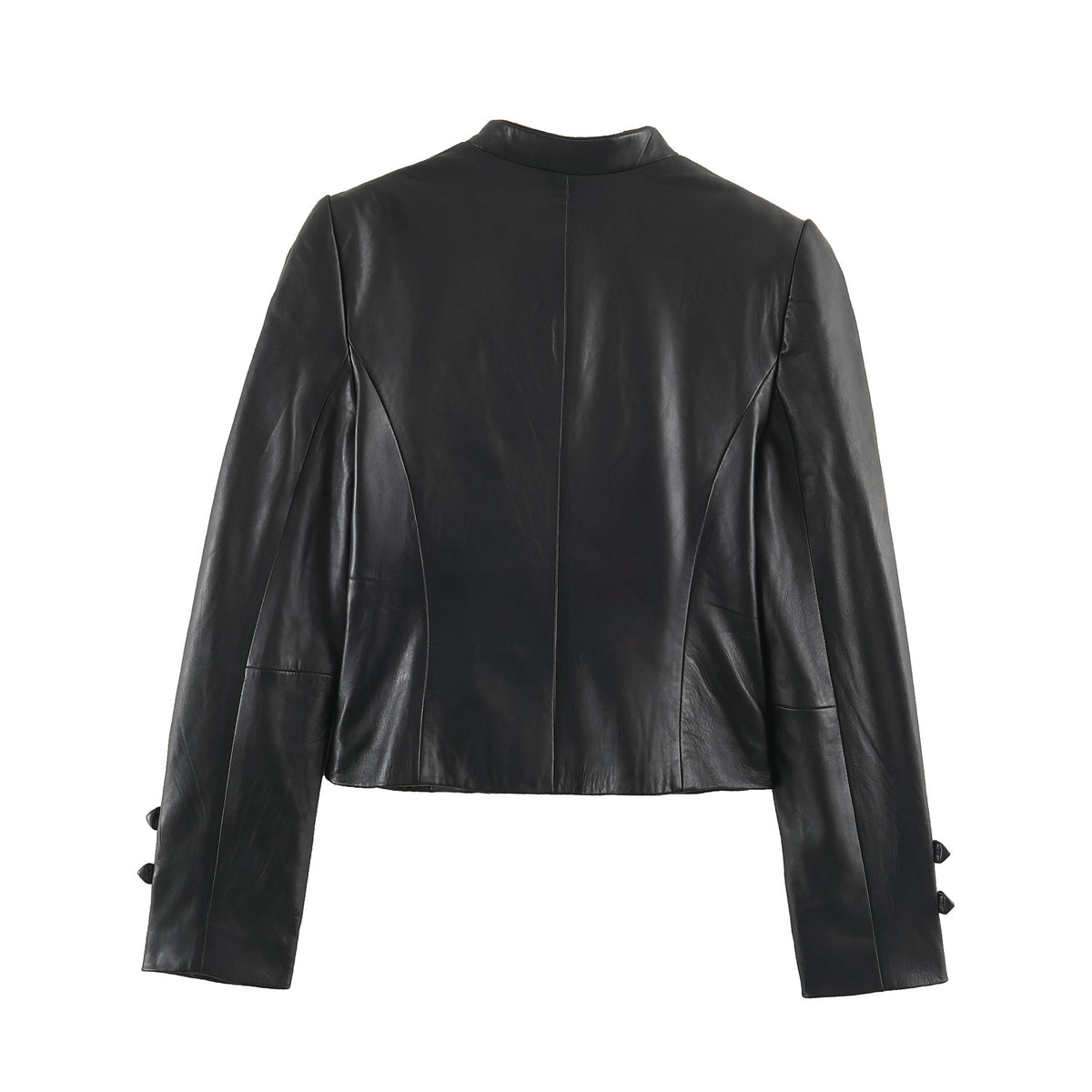 Leather effect stand up collar jacket for women