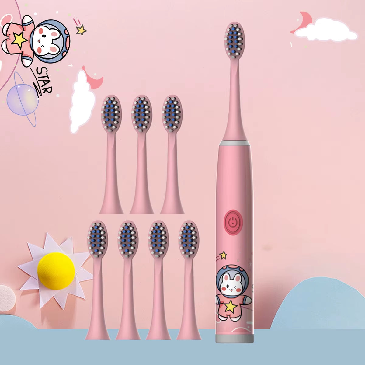 Children'S Electric Toothbrush Color Cartoon Space Series Children'S Soft Hair Cleaning Brush (Battery Not Included)