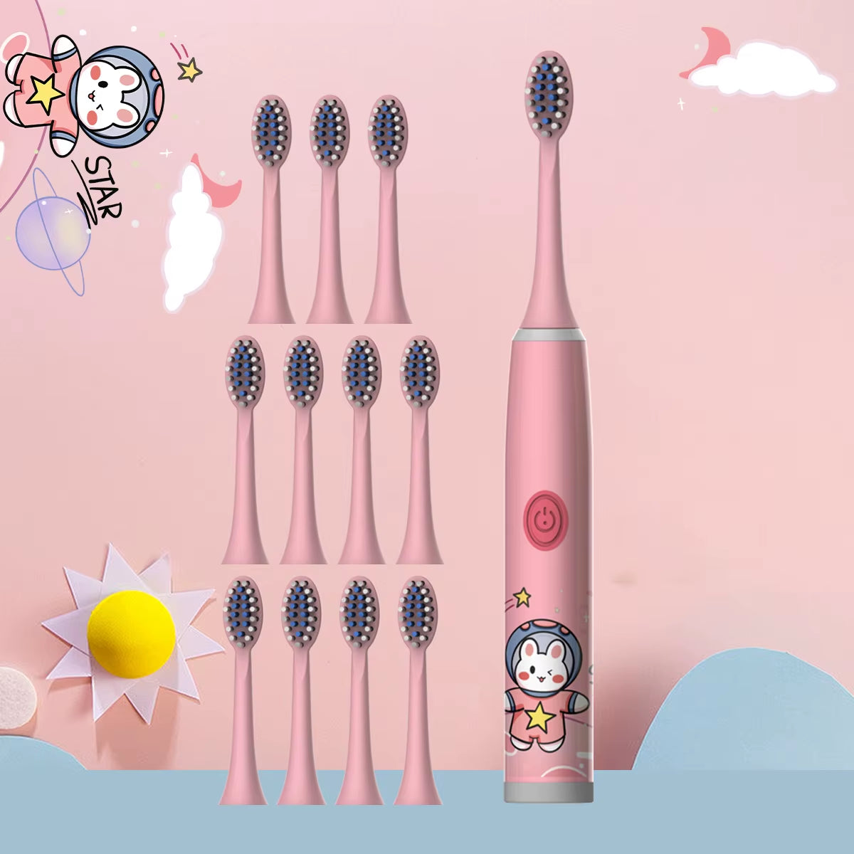 Children'S Electric Toothbrush Color Cartoon Space Series Children'S Soft Hair Cleaning Brush (Battery Not Included)