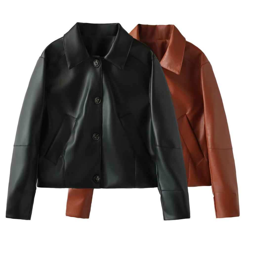 Collar long sleeved single breasted jacket