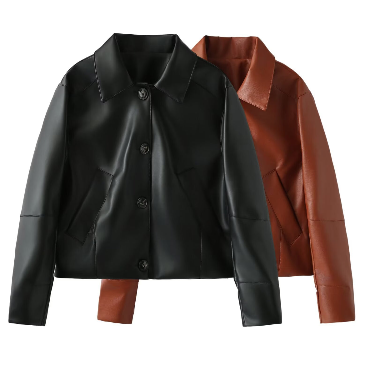 Collar long sleeved single breasted jacket