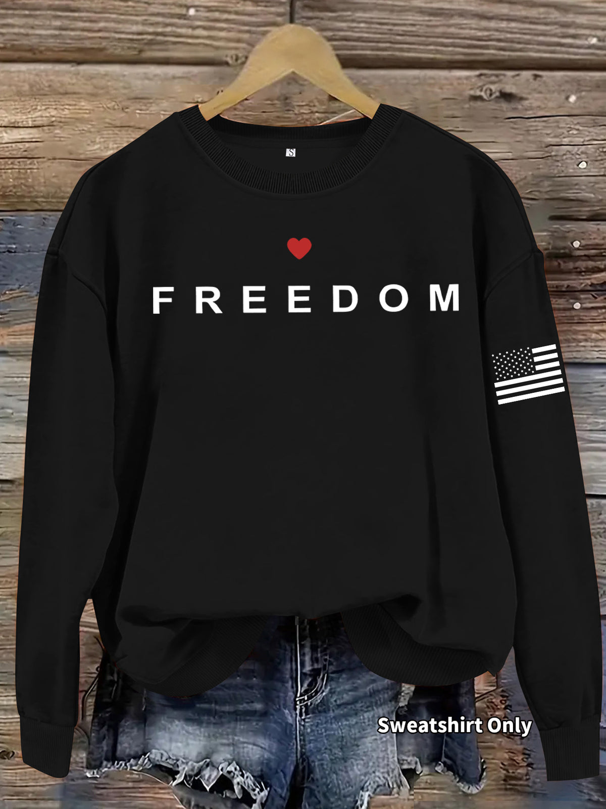 Letter printed round neck fleece hoodie