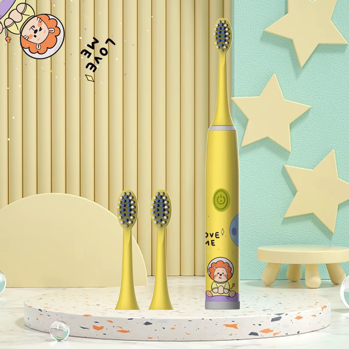 Children'S Electric Toothbrush Color Cartoon Space Series Children'S Soft Hair Cleaning Brush (Battery Not Included)