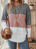 EMERY ROSE Women'S plus Size Colorblock Sweater with Crew Neck, Winter Knit Pullover Fall Autumn