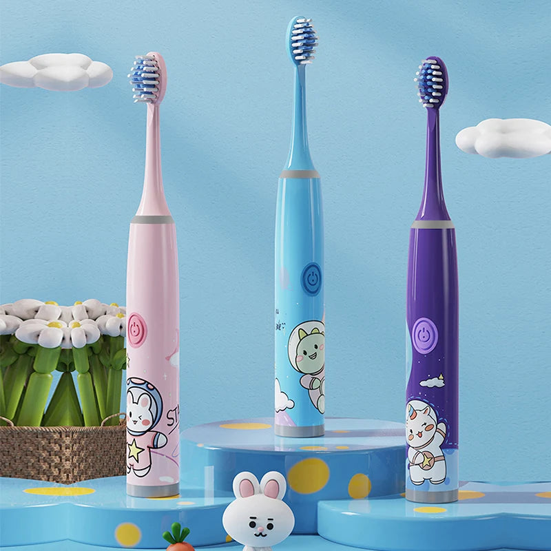 Children'S Electric Toothbrush Color Cartoon Space Series Children'S Soft Hair Cleaning Brush (Battery Not Included)