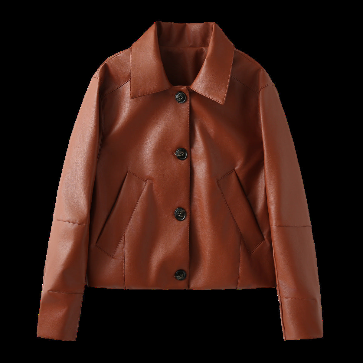 Collar long sleeved single breasted jacket