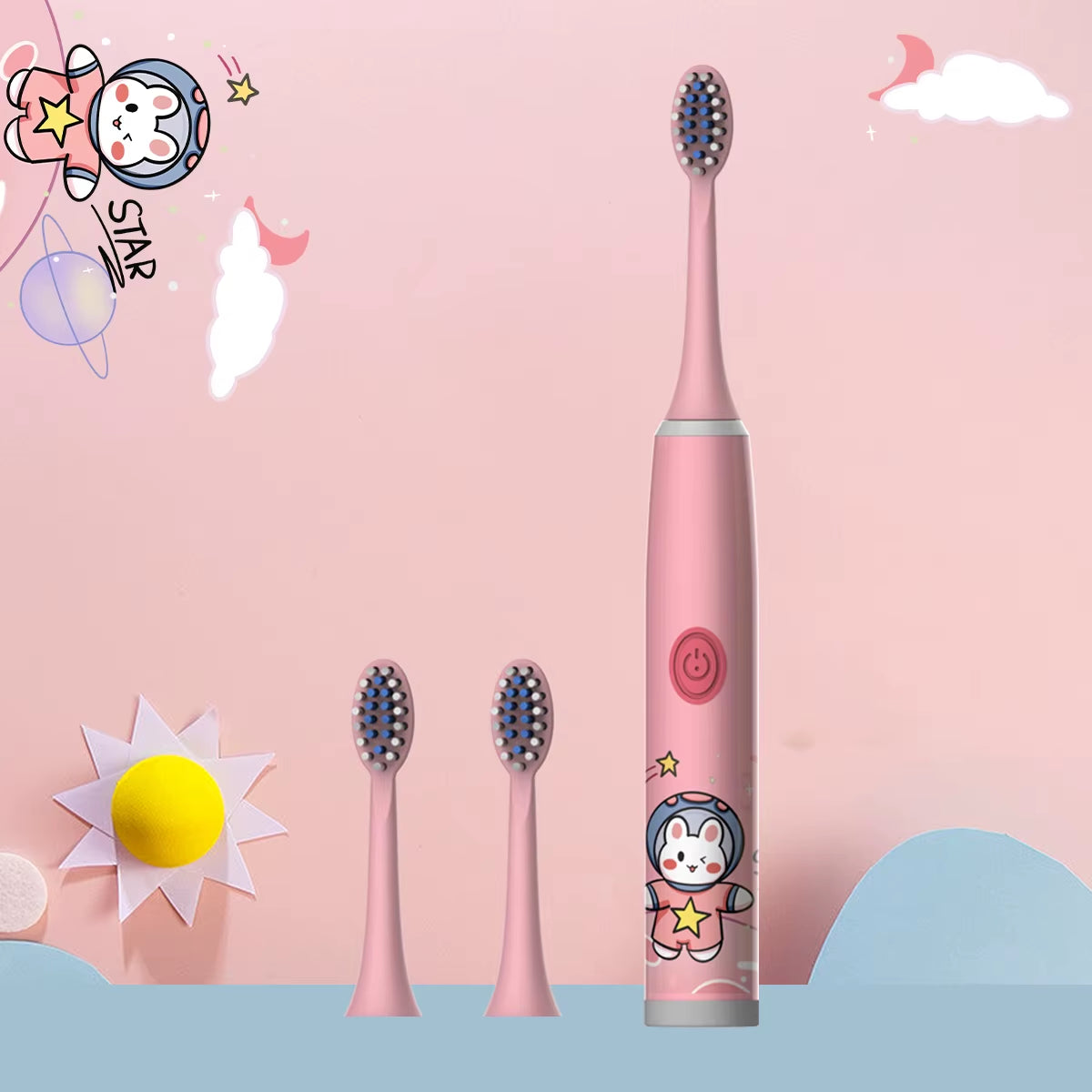 Children'S Electric Toothbrush Color Cartoon Space Series Children'S Soft Hair Cleaning Brush (Battery Not Included)