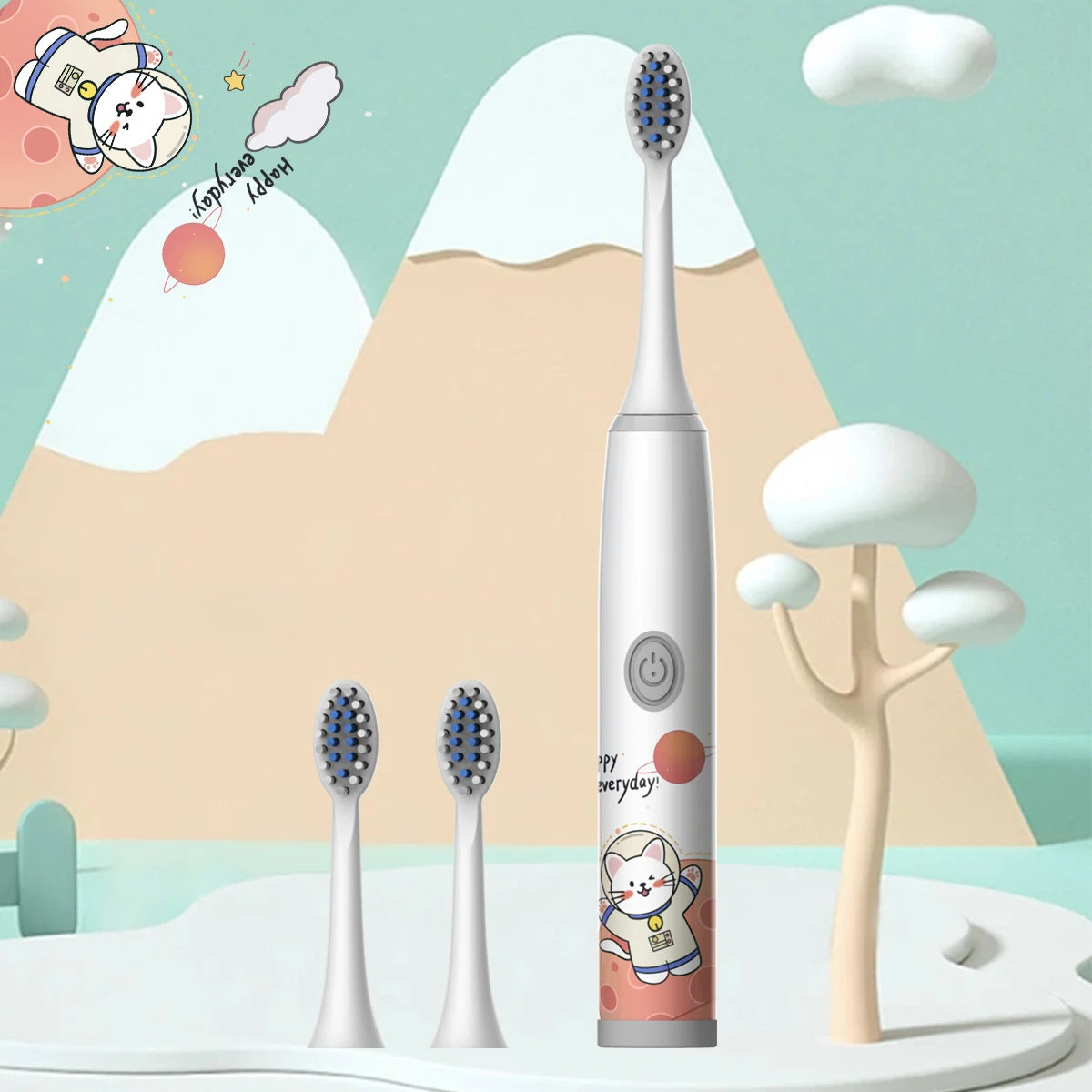 Children'S Electric Toothbrush Color Cartoon Space Series Children'S Soft Hair Cleaning Brush (Battery Not Included)