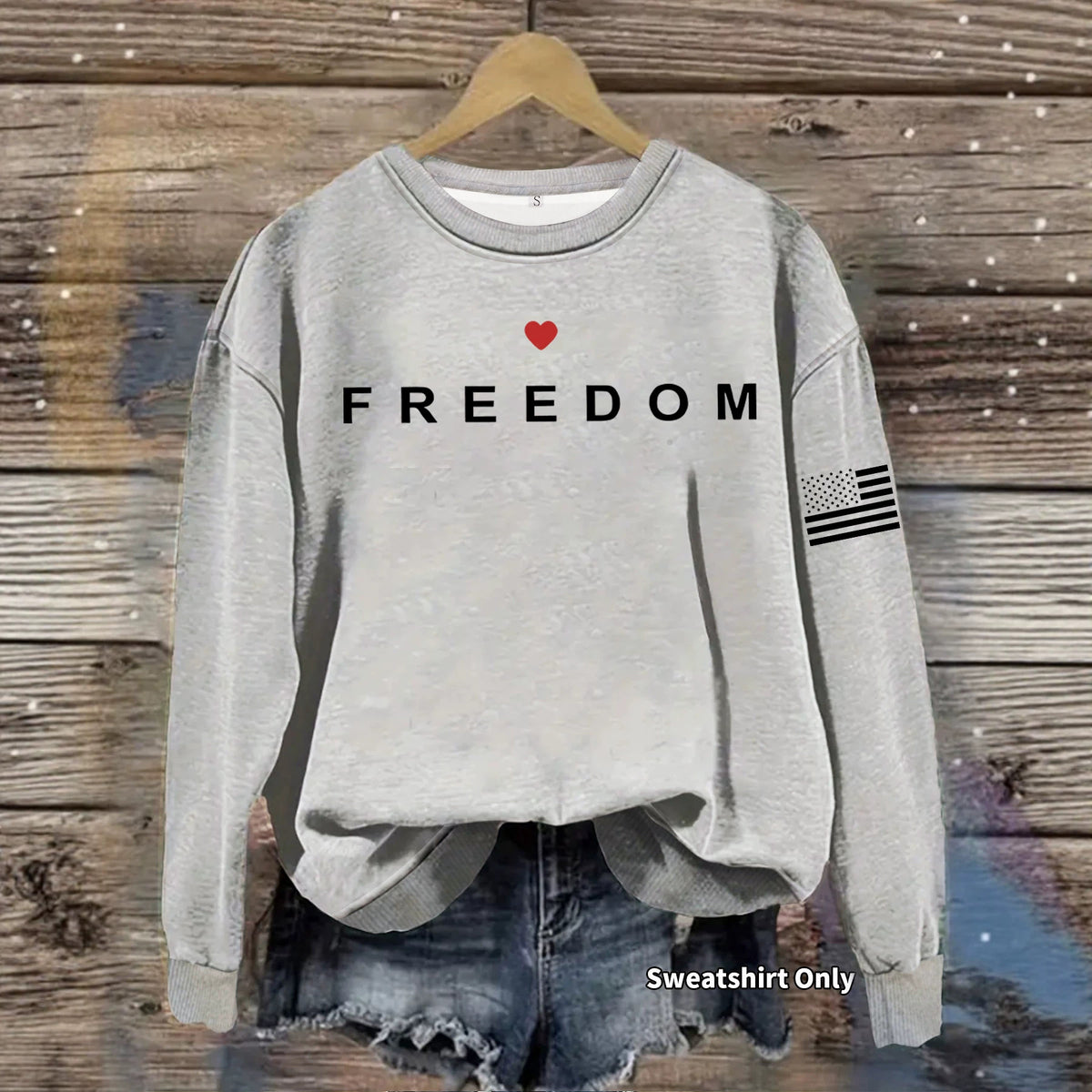 Letter printed round neck fleece hoodie
