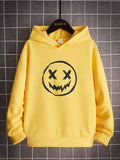 SHEIN 1Pc Kids/Tween Boys' Yellow Casual Hooded Sweatshirt with Graffiti Print,Color Block,Suitable for Commuting,School,Wear,Sports,Autumn/Winter