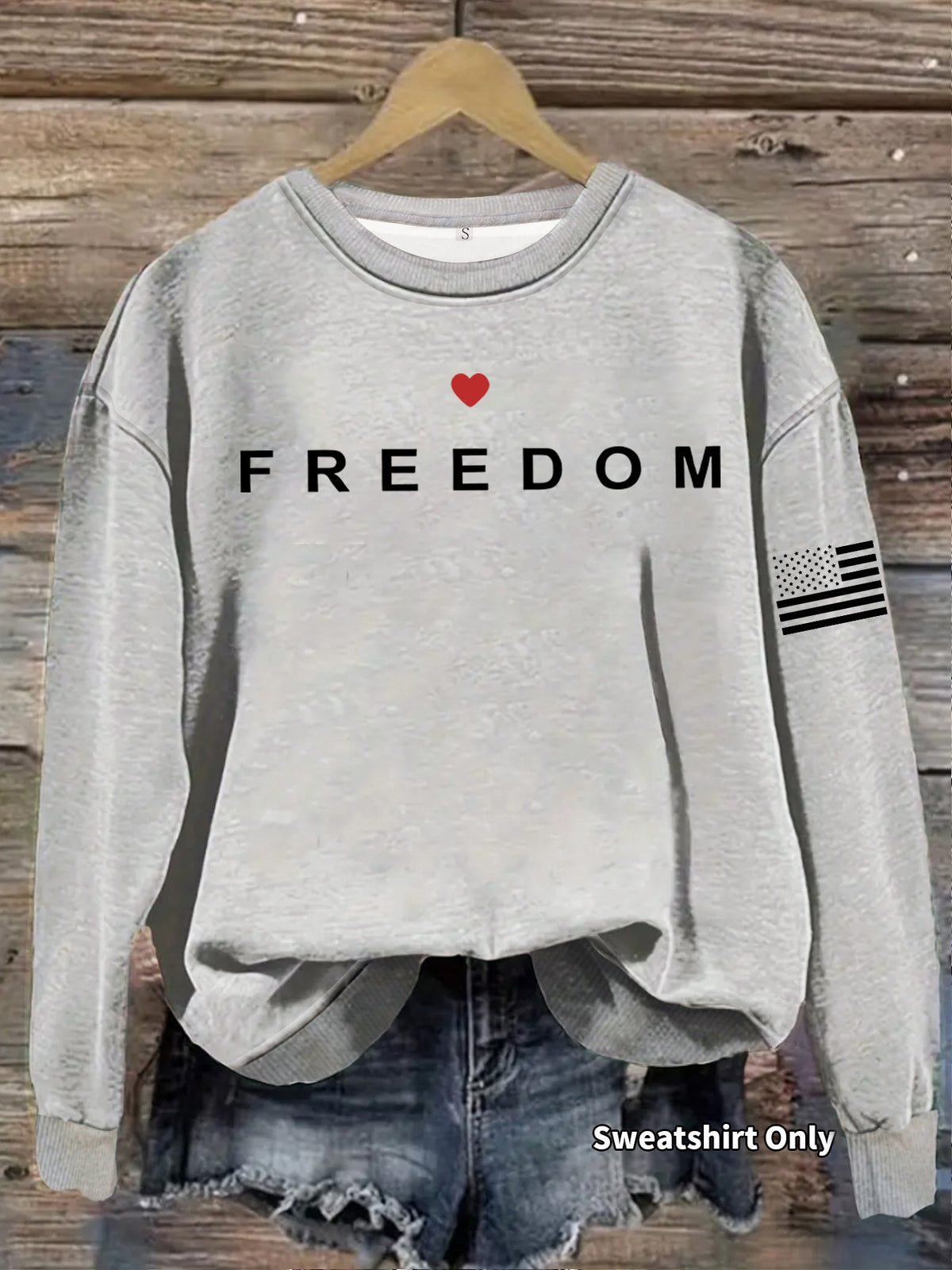 Letter printed round neck fleece hoodie