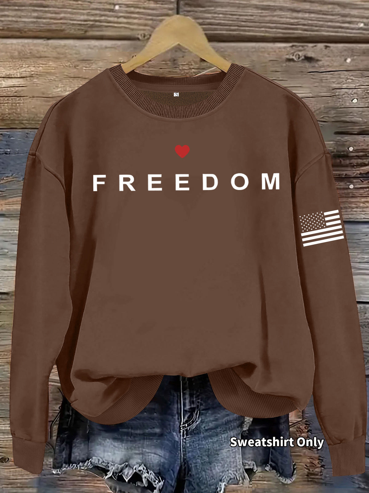 Letter printed round neck fleece hoodie