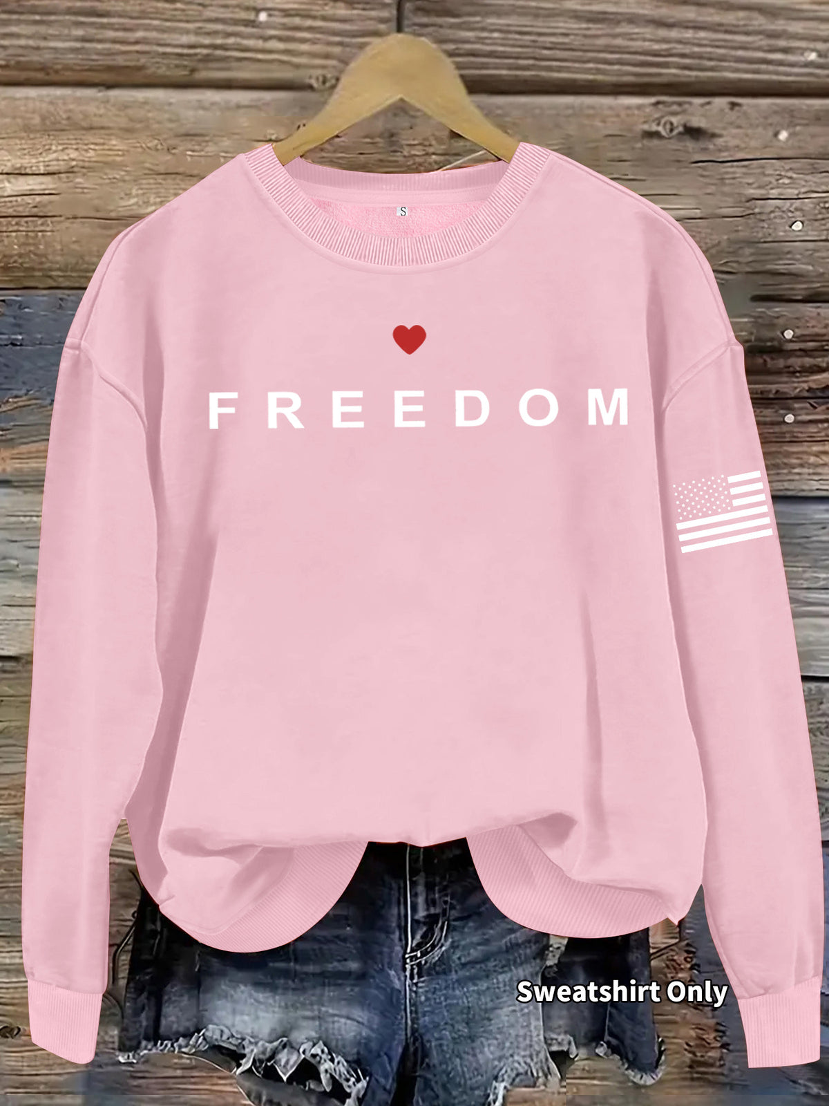 Letter printed round neck fleece hoodie