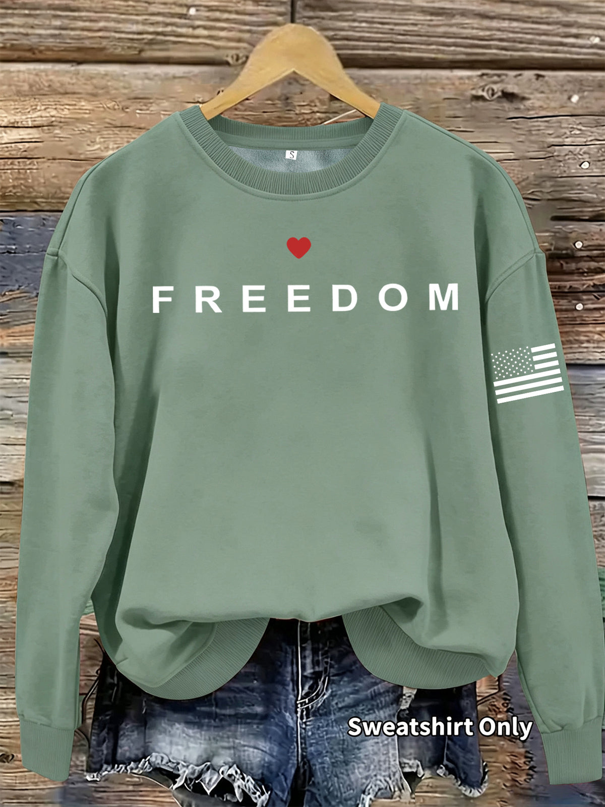 Letter printed round neck fleece hoodie