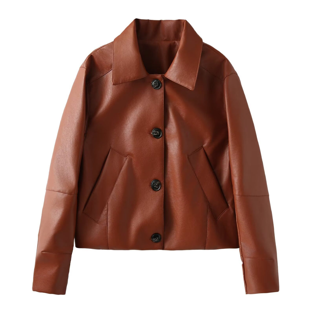 Collar long sleeved single breasted jacket