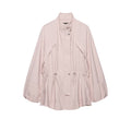 Loose drawstring waistband pleated jacket
