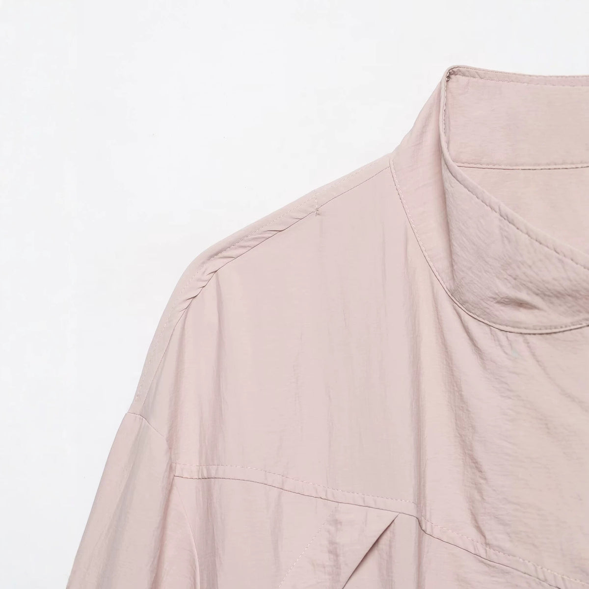Loose drawstring waistband pleated jacket