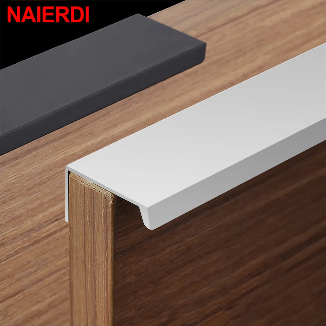 NAIERDI Black Hidden Cabinet Handles Aluminum Alloy Kitchen Cupboard Pulls Drawer Knobs Furniture Handle Bedroom Door Hardware