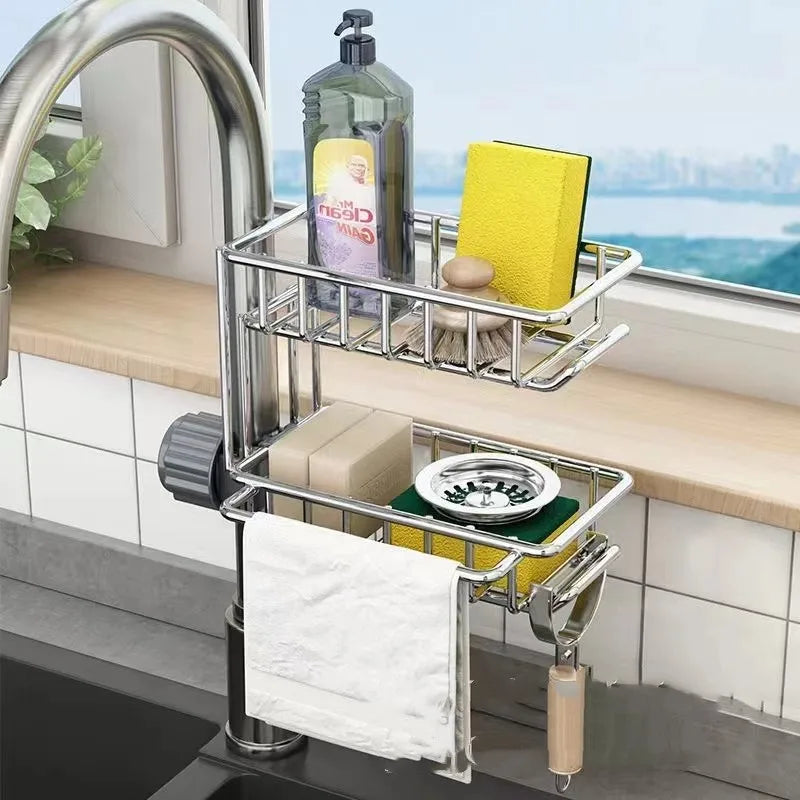 Kitchen Sink Drain Rack Sponge Storage Flexible Faucet Holder Soap Drainer Towel Rack Shelf Organizer Kitchen Accessories