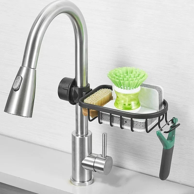 Shower Rack Bathroom Punch-Free Space Aluminum Shower Room Shower Rod Storage Rack Kitchen Faucet Drain Rack