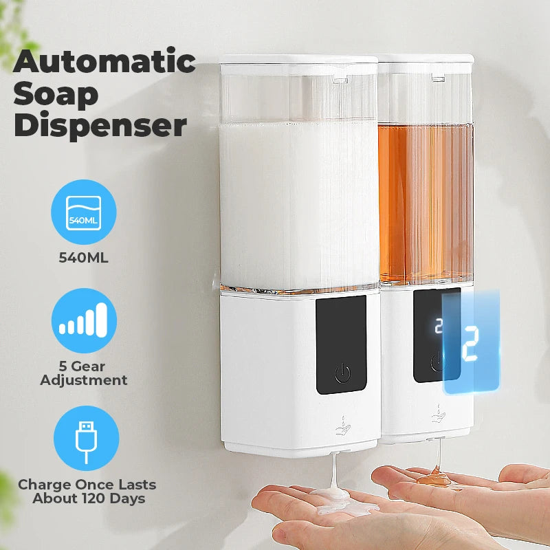 Automatic Liquid Soap Dispensers Kitchen Bathroom Rechargeable Sensor Smart Hand Sanitizer Shampoo Detergent Dispenser