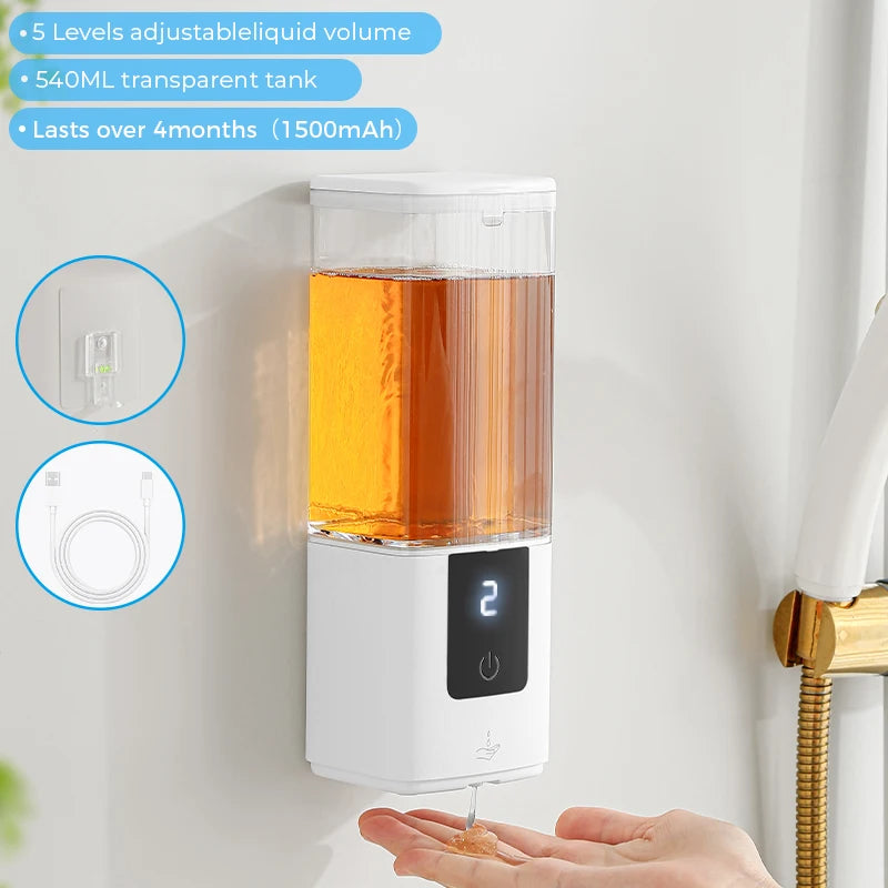 Automatic Liquid Soap Dispensers Kitchen Bathroom Rechargeable Sensor Smart Hand Sanitizer Shampoo Detergent Dispenser