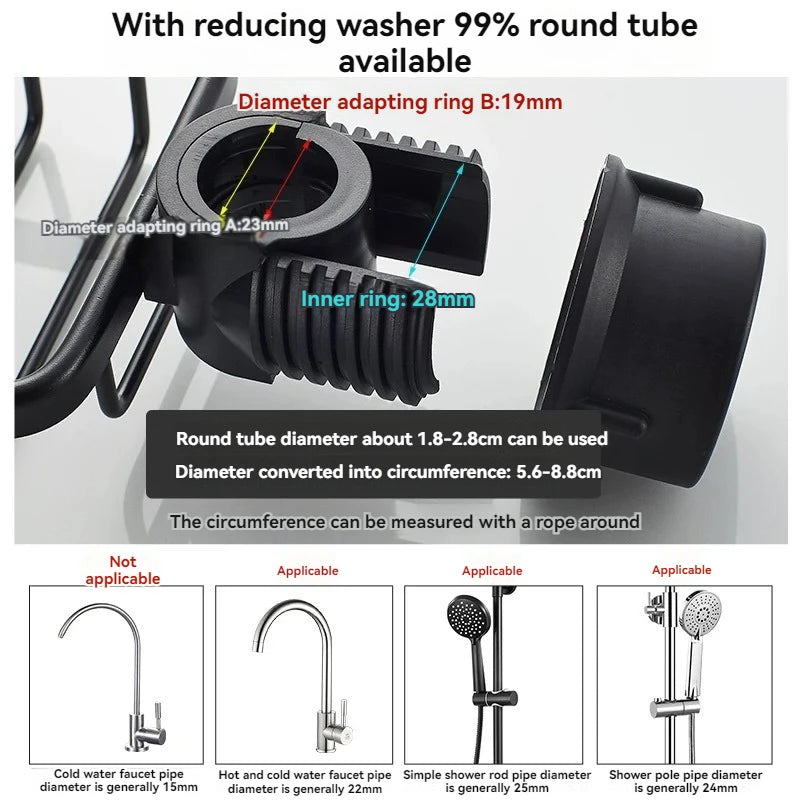 Shower Rack Bathroom Punch-Free Space Aluminum Shower Room Shower Rod Storage Rack Kitchen Faucet Drain Rack