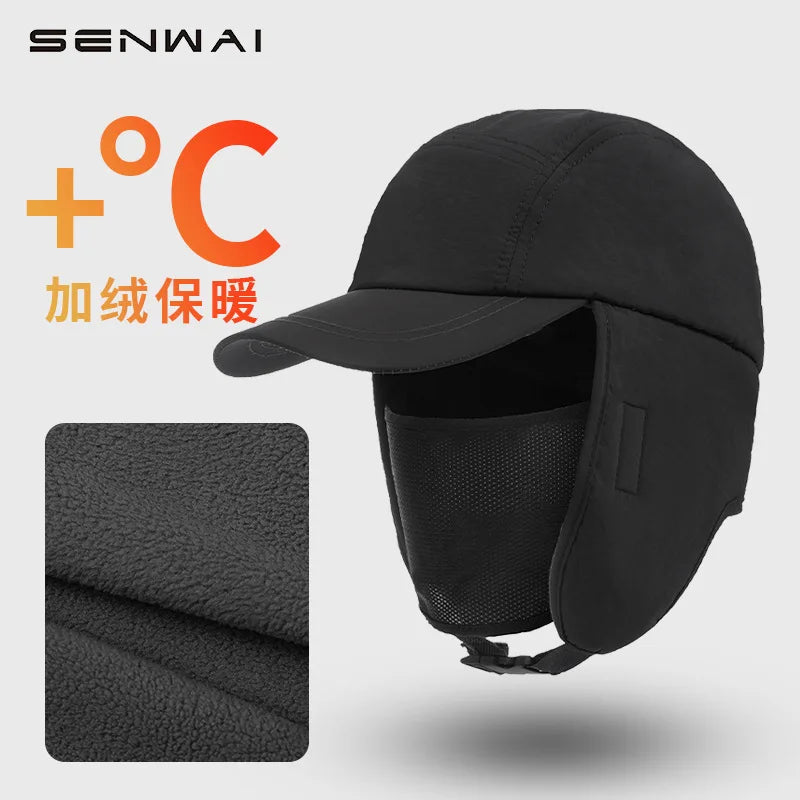 Duck Cap Hat Autumn Winter Polar Fleece Cap Warm Ear Protection Thick Functional Workwear Baseball Cap Muffs Men Women
