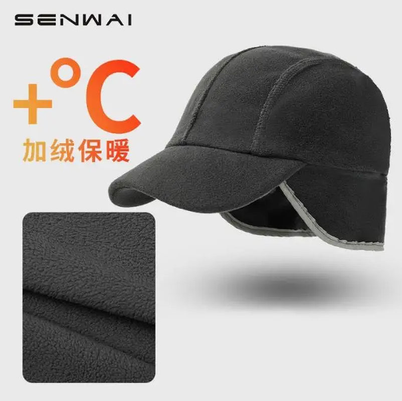 Duck Cap Hat Autumn Winter Polar Fleece Cap Warm Ear Protection Thick Functional Workwear Baseball Cap Muffs Men Women